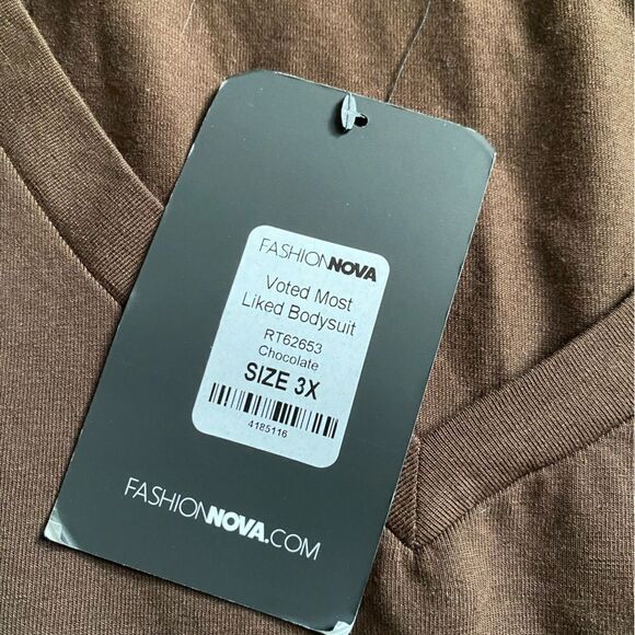 Fashion Nova Bodysuit Brown New One Piece Womens Size 3X - Picture 6 of 8